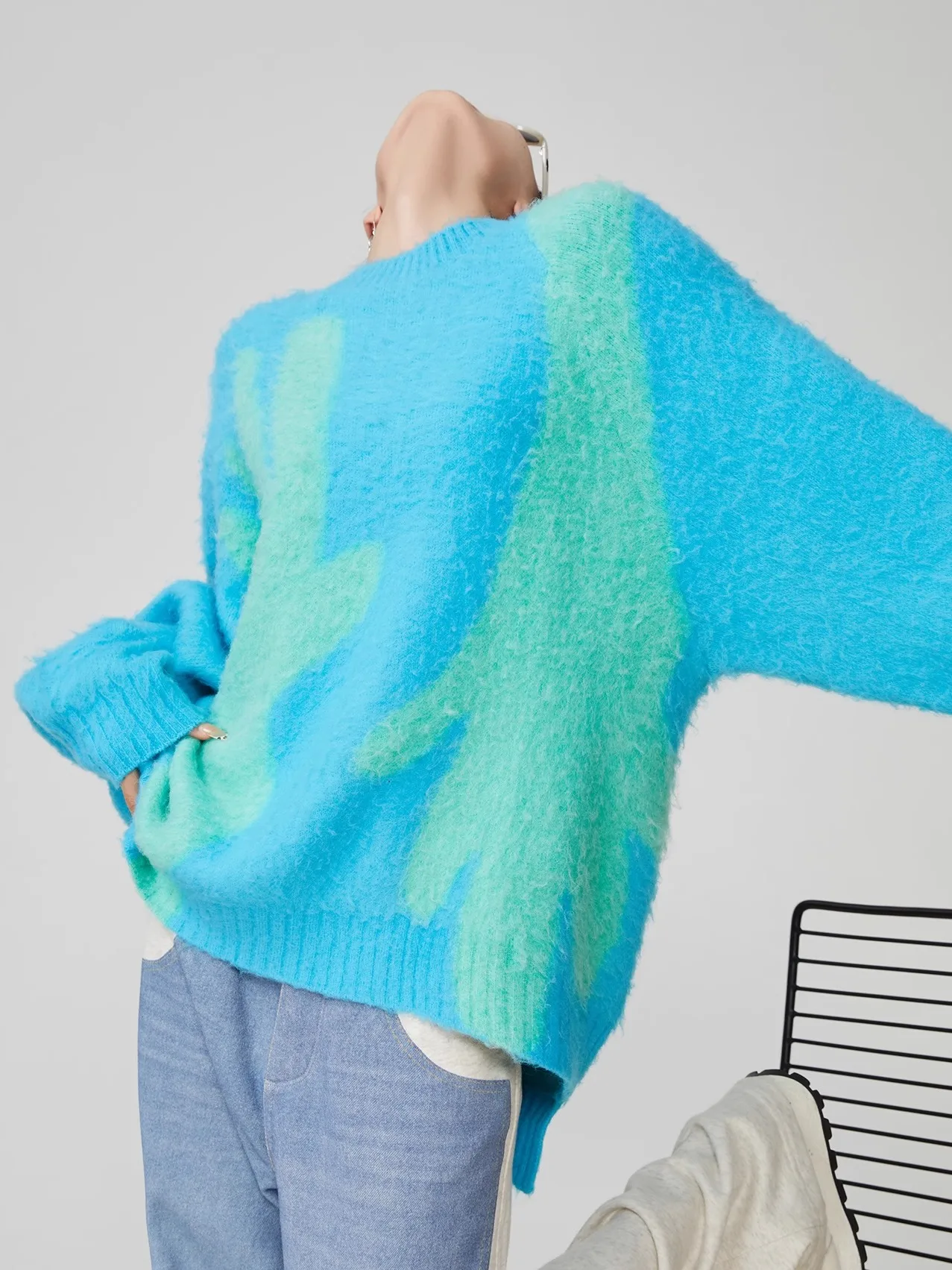 

Свободный женский вязаный свитер с длинными рукавами, мягкий, приятный на ощупь, с цветными вставками, новинка весенней коллекции, комфортный, дышащий, модный