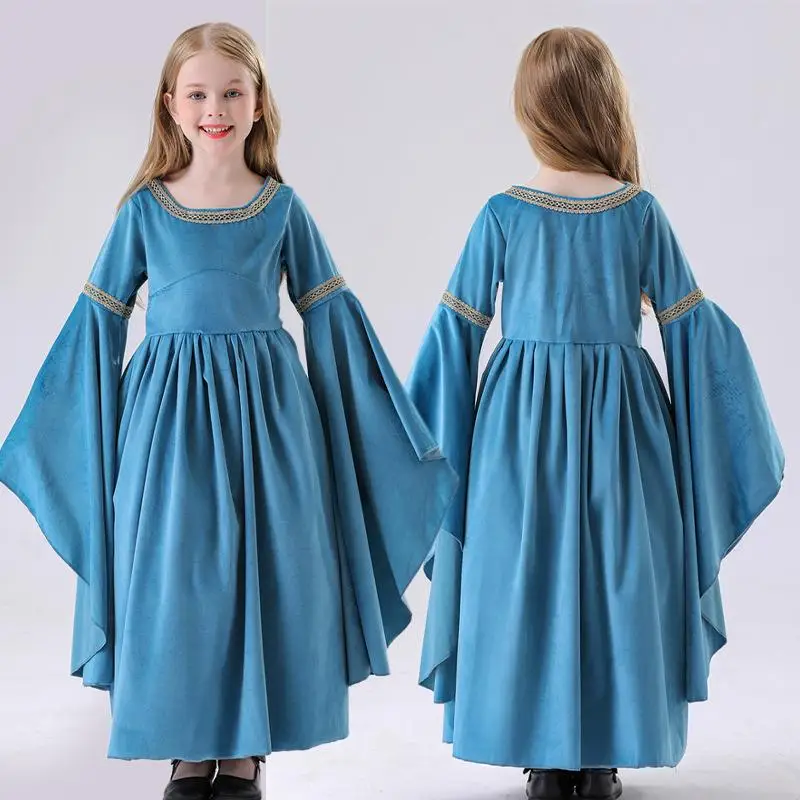 Blauw kinderhofkostuum Princ Dr Halloween Garderobe Cosplay Midden-aarde Fsy Etnische toneelvoorstelling