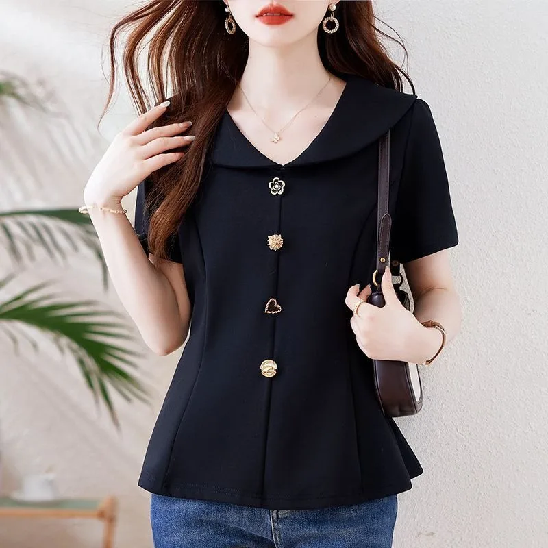 

New Summer Short-sleeved Half sleeved Loose Slim T-shirt Versatile Top Women