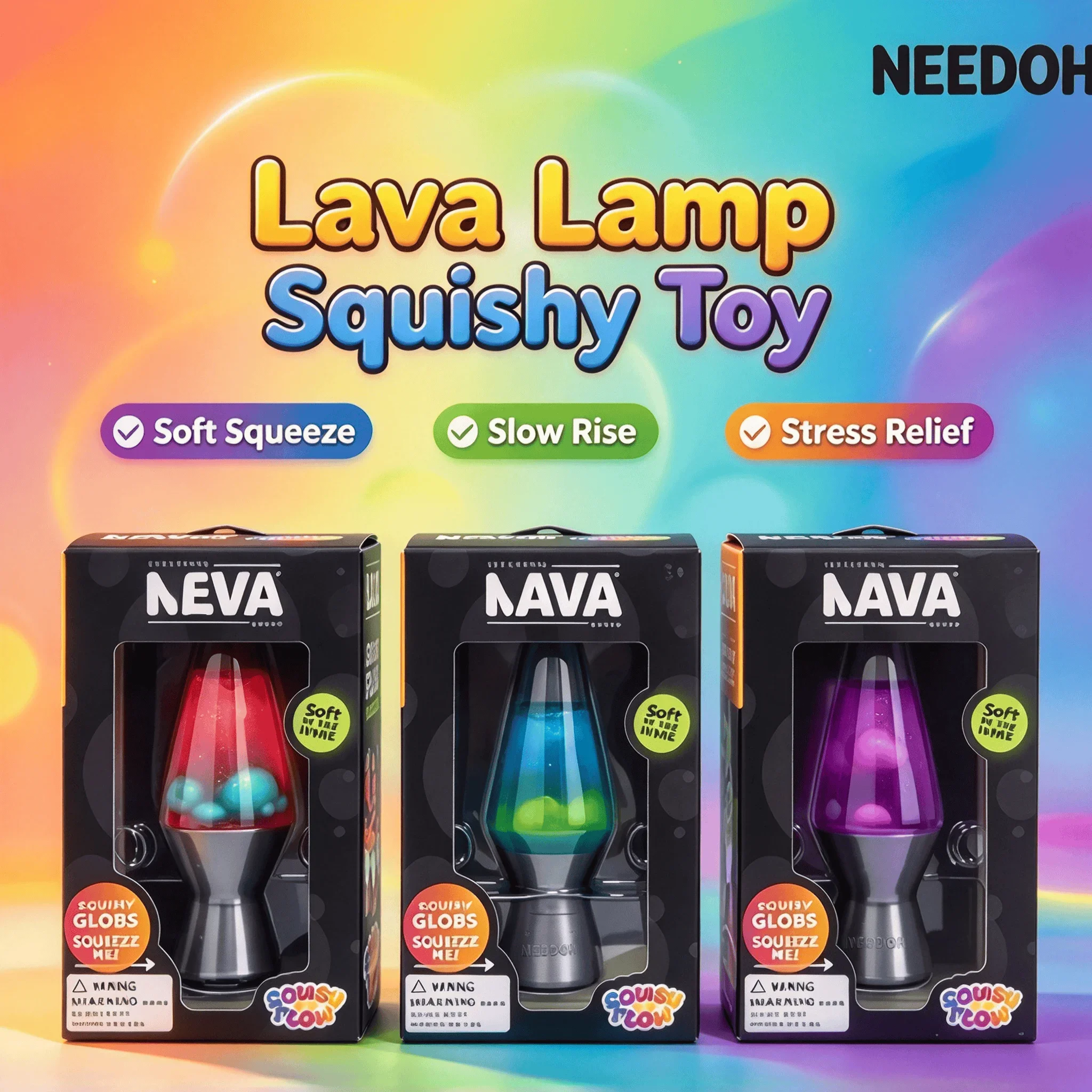 NeeDoh LAVA Glow in Dark Lava Lamp Squishy Flowing Squeeze Ball Fidget Sensory Stress Relief Toy