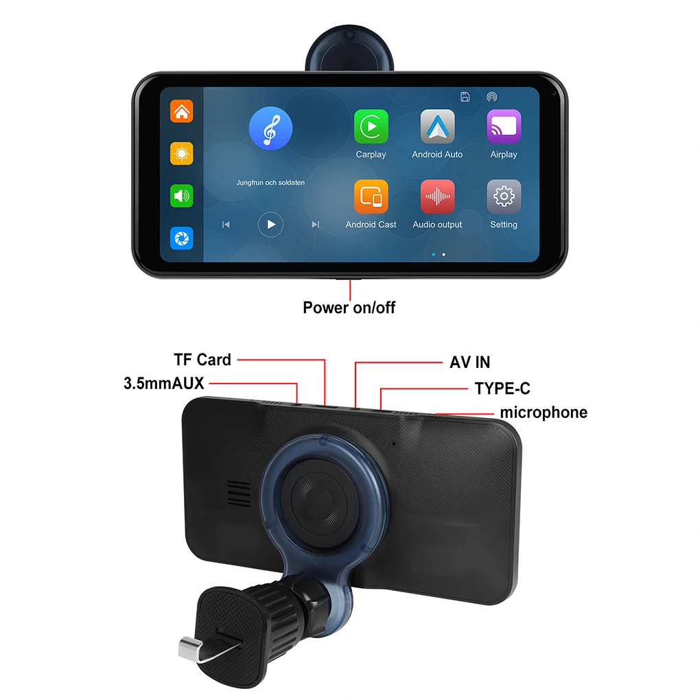 Portable 6.25 inch Car Touch Screen Stereo Car Radio Multimedia Touch Screen Universal Car Radio ireless Carplay Android Auto