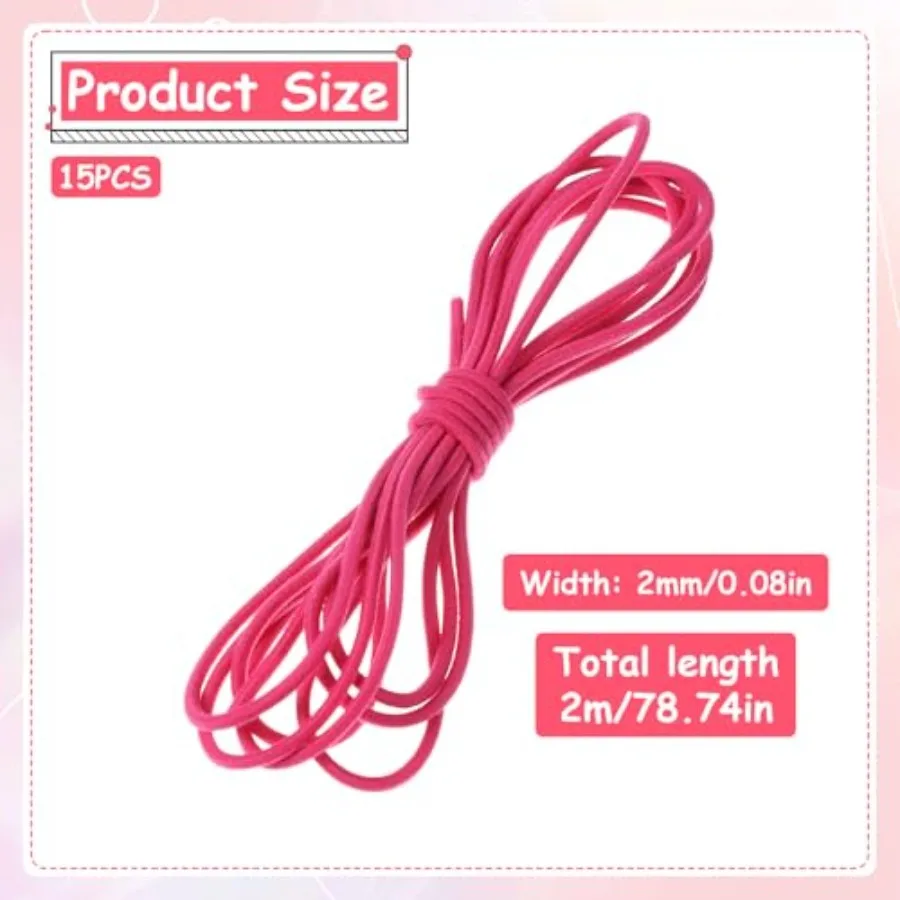 33 Yards Elastic Cord for Journal, 2mm Rubber Band Bracelet String 15 Colors 6.6ft/pcs Stretch Rope for Journal Beading Jewelry