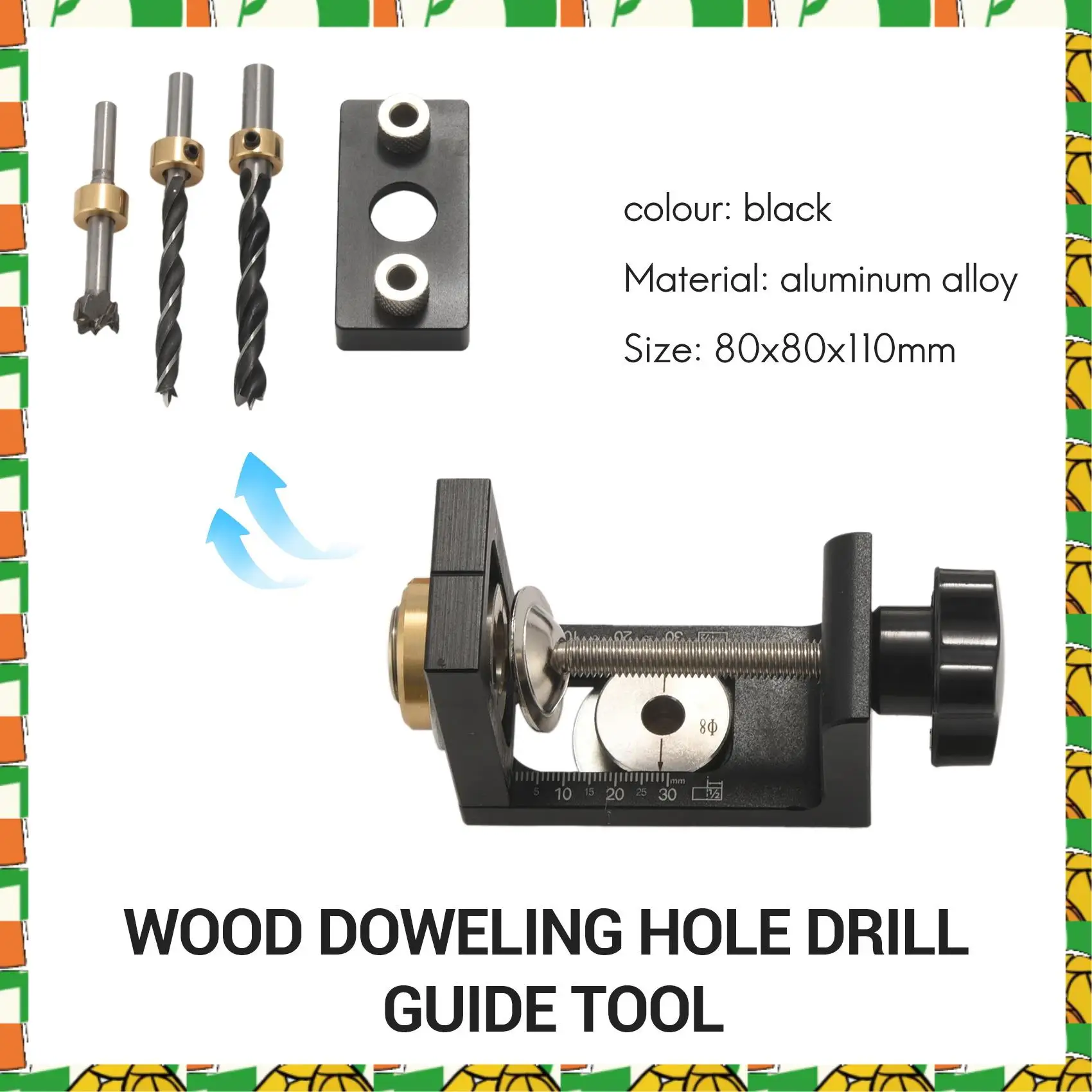 أداة احترافية 3 في 1 قابلة للتعديل وتد تهزهز النجارة ثقب الجيب مع 8/15 مللي متر مثقاب الخشب لتحديد موقع دليل الحفر Pu #1