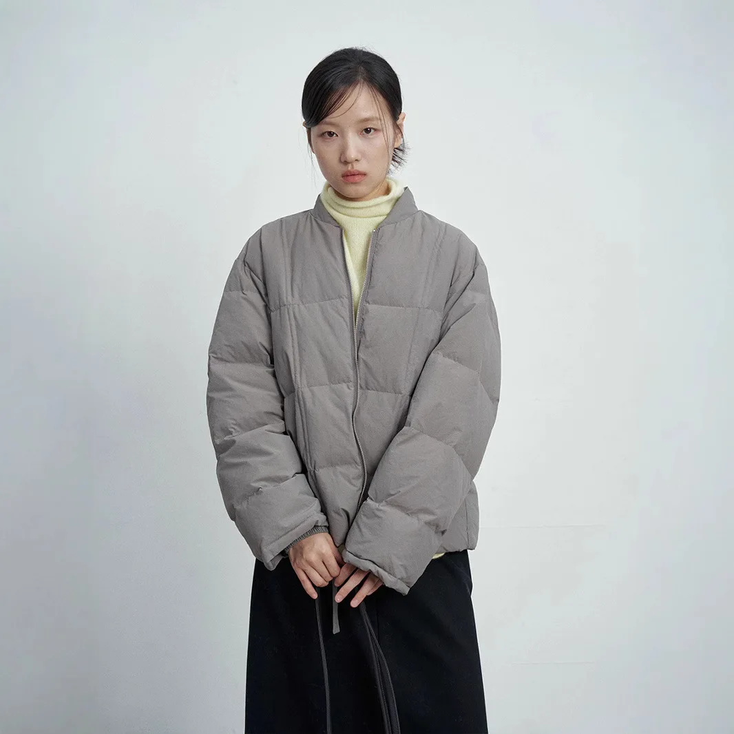 UMI MAO 韓国風コート 冬用キルティング軽量90ホワイトダックダウン バーンスタイル野球ダウンジャケット 女性用