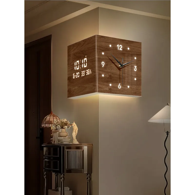 living room corner  perpetual calendar 2025 new electronic clock double-sided wal corner wall lamp