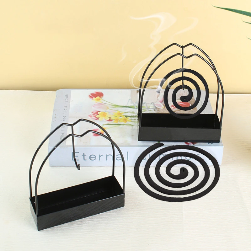 Iron Mosquito Coil Holder Incense Holders Coil Incense Burner Frame Modern Repellent Incense Rack For Household Bedroom Patio