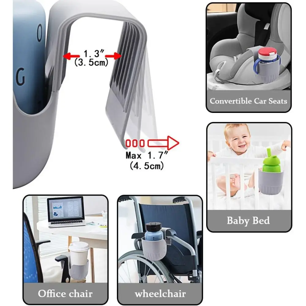 Universal Unisex Cup Holder Anti-Slip Cup Slot Side Hanging Car Seat Cup Holder Wheelchair Cup Holder for Convertible Car Seats view 4