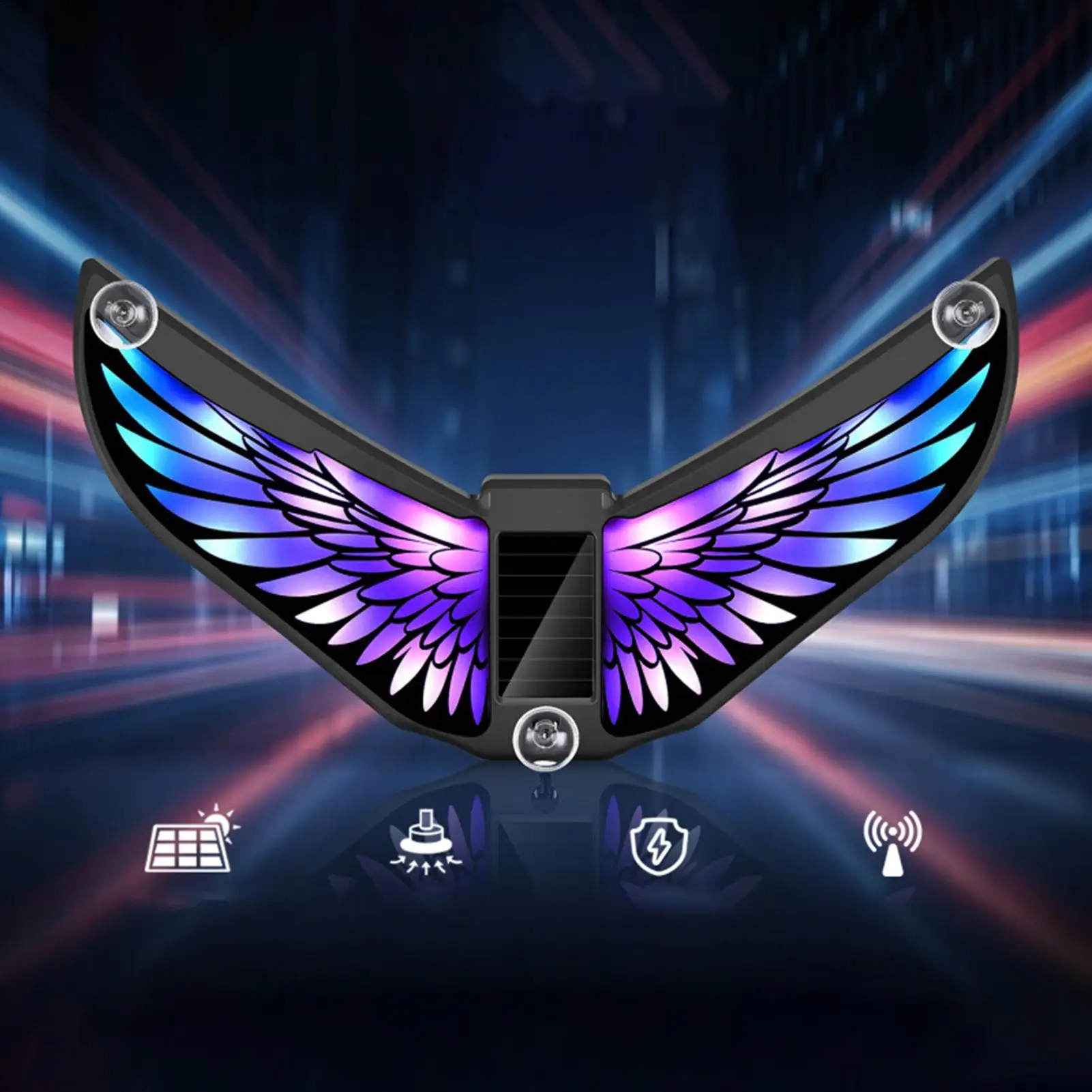Solar Car Ambient Lighting Solar Suction Cup Neon Decoration Lamp Cartoon Wings Car Window Light For Drivers Enthusiasts Women