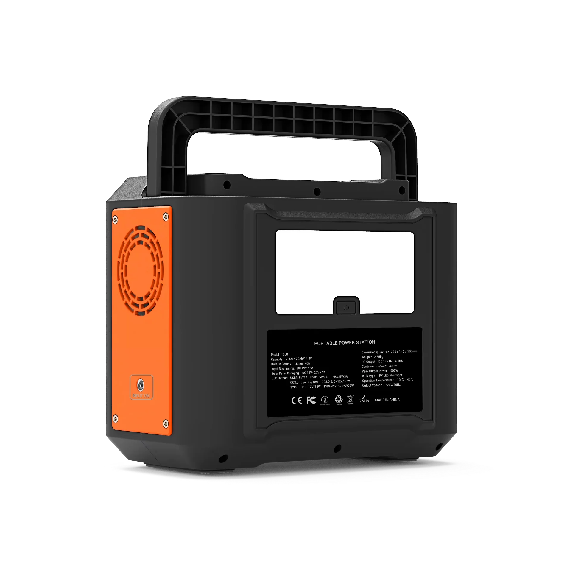 Multiple Output Ports Portable Power Station 300W Lithium Ion Battery Solar & Car Charging Camping Backup 4W LED SOS/Blink Mode