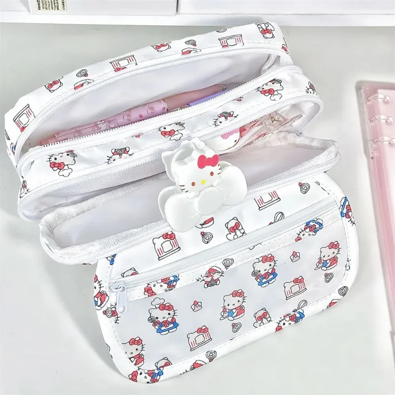 Sanrio Hello Kitty Pen Bag Cartoon Large Capacity Pencil Storage Bags Multifunctional Print Stationery Pouch School Supplies