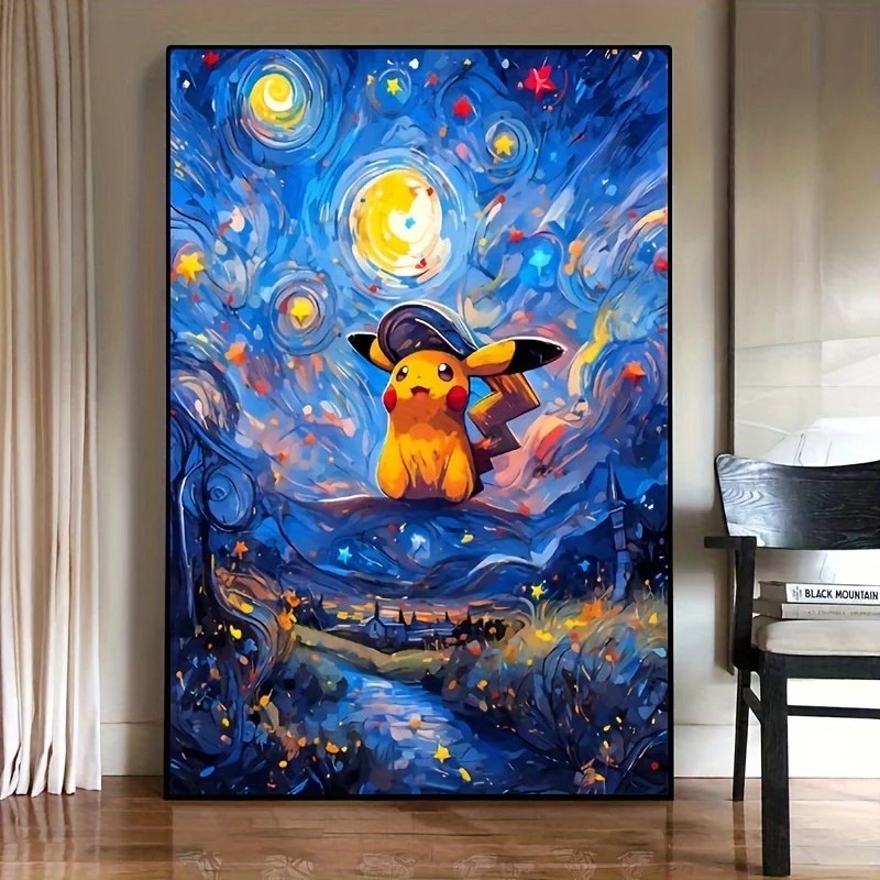 

Cartoon Anime The Starry Night Pokemon Pikachu Poster Wall Art Prints Canvas Painting Wall Bedroom Living Room Home Decor