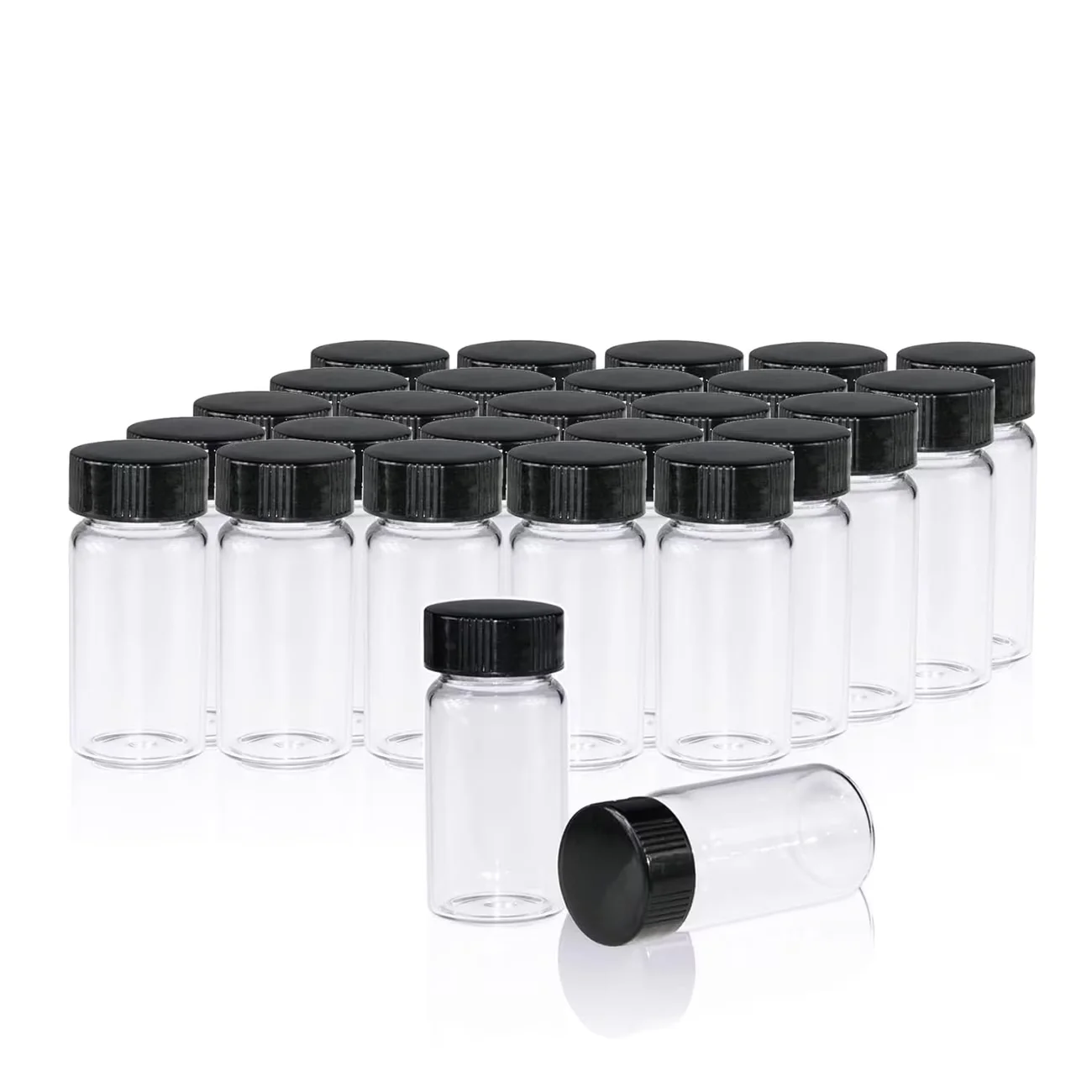 5-PCS 10ML Clear  Glass Vials with Leak-Proof Screw Caps & PE Liners, Borosilicate Glass Vials for Sample Storage, Chemistry