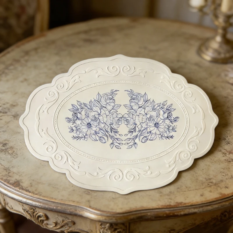 Tapete de mesa de silicone com padrão retrô, tapete floral para mesa de jantar, cozinha, café, utensílios de mesa, à prova d'água.