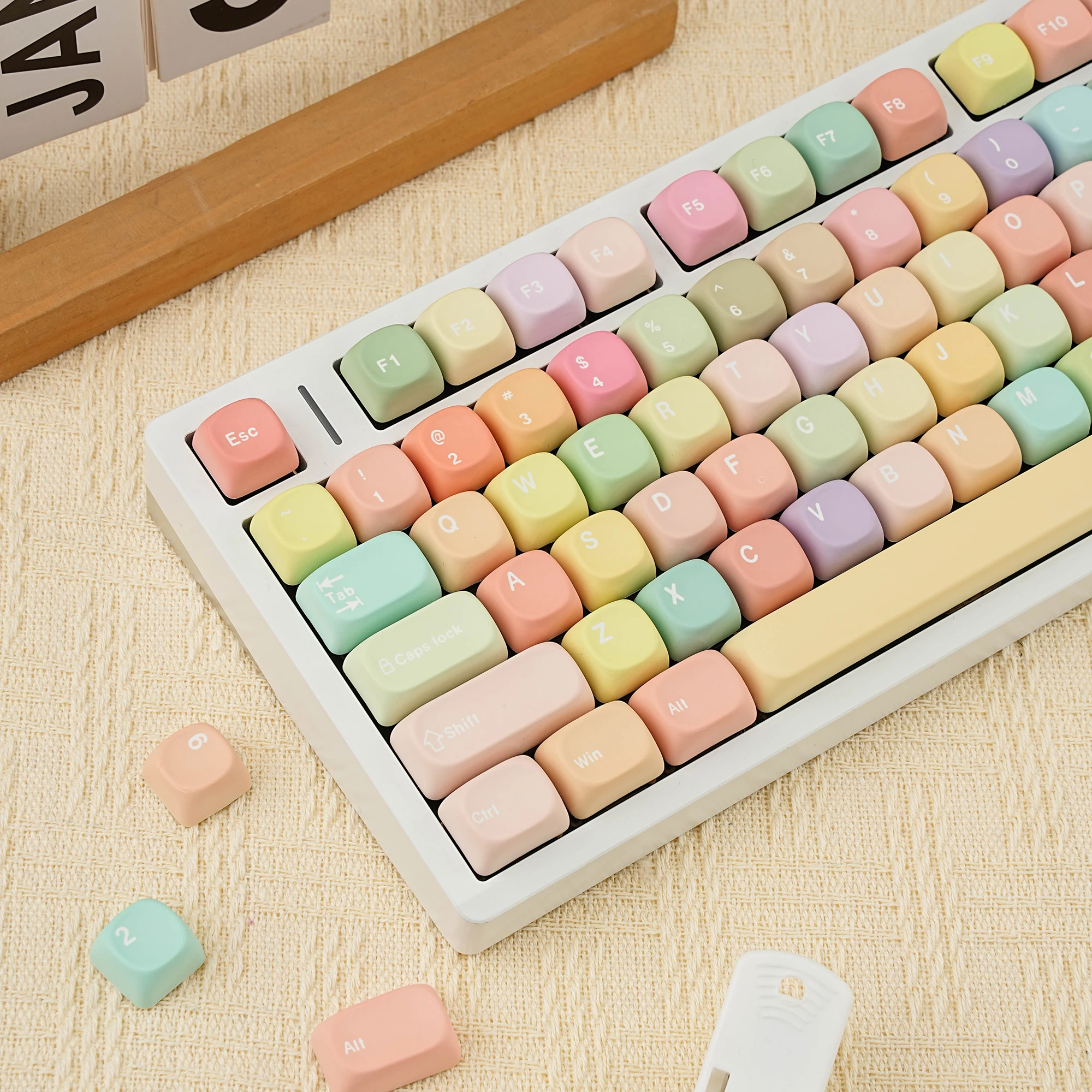 Candy Color PBT Keycaps Round Keycap Cute Dye Sub Korean Russian French Spanish German Abnt2 Arabic For Mechanical Keyboard