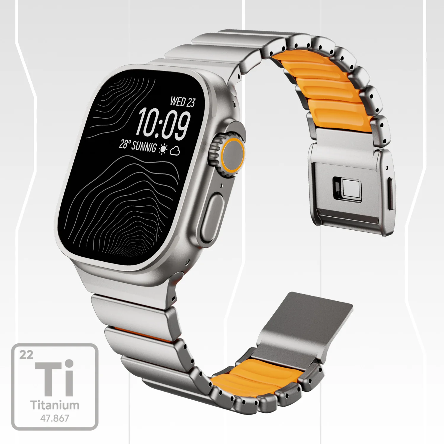 Rubber Titanium Strap for Apple Watch Band Ultra 3/2 49mm 44mm 46mm 45mm 42mm Metal Bracelet IWatch Series 11 10 9 8 7 6 5 4
