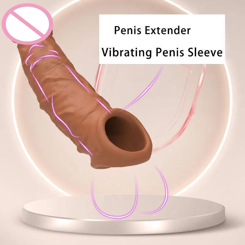 Reusable Penis Sleeve Bigger Male Penis Extender Enlarger Girth Enhancer Realistic Sleeve Condom Sheath