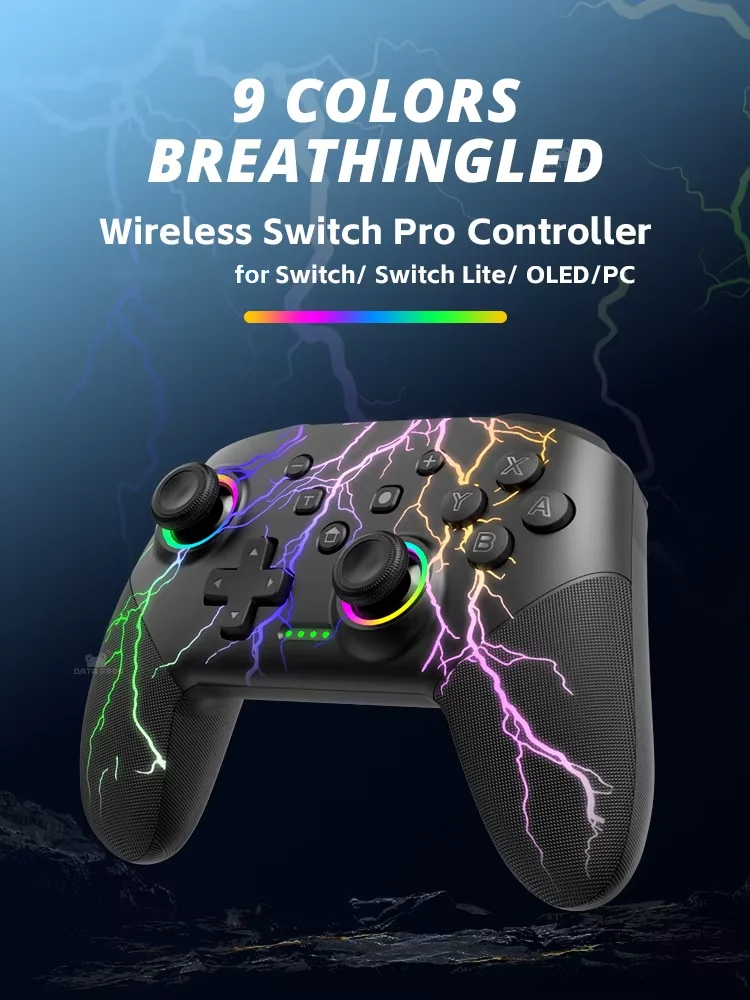Controller Wireless per Nintendo Switch OLED Console Pro Gamepad con batteria ricaricabile funzione Turbo programmabile luce RGB