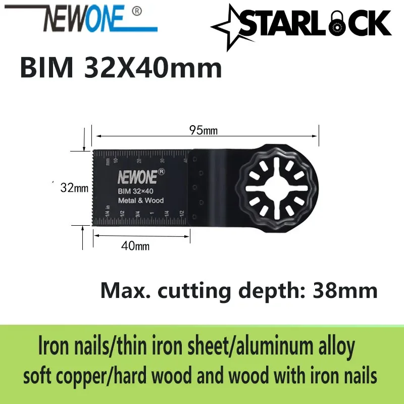 NEWONE Compatibile con STARLOCK BIM32 * 40mm Lame per sega bimetalliche adatte per utensili oscillanti di potenza per legno Taglio metallo Rimuovi le chiodi