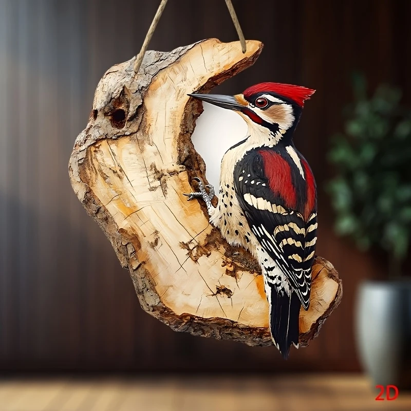 2D 8in نقار الخشب على شكل الحائط تصميم الطيور الخشبية المسطحة المطبوعة ديكور المنزل لغرف الأطفال تخطيط المزرعة الريفية