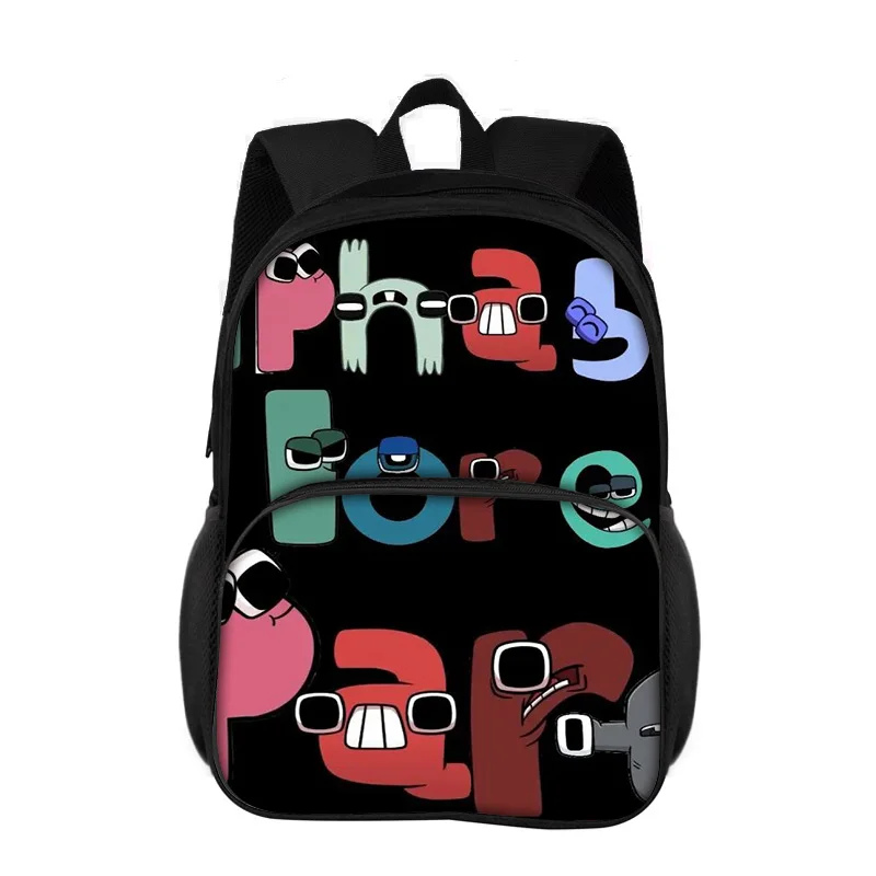 Alphabet Lore Round Front Bag Backpack with Cartoon Printed Letters, Cute and Small Elementary School Boys and Girls, New Style
