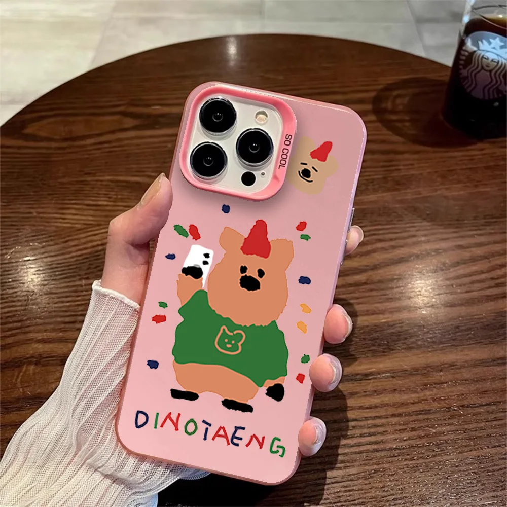 Fashion Creative Cartoon Cute Christmas Deer Greeting Phone Case For IPhone 12 11 13 14 15 16 Max Pro Plus Laser Cover