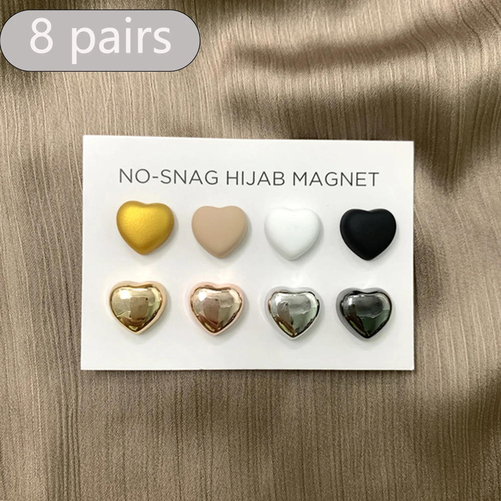 Hijab Magnetic Pins Heart Magnets Strong Magnetic Holder Accessories Clasp Pinless Brooch For Women Hijabs Scarves Clothes