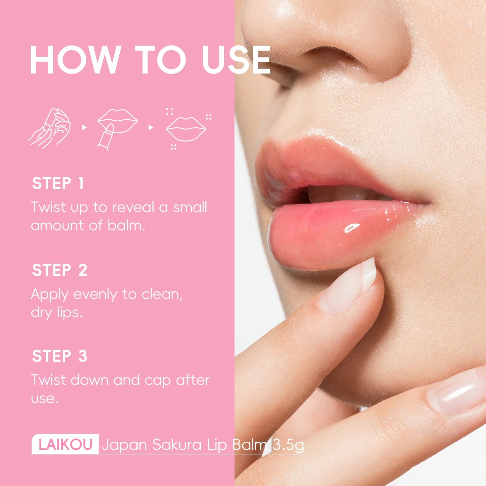 LAIKOU Japan Sakura Lip Balm Hydrating Plumping Treatment Soft Radiant Lip Care 3.5 جرام