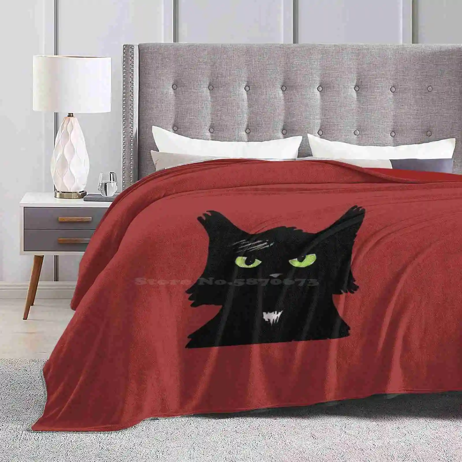 Chat Porte-Bonheur / / Lucky Black Cat Best Selling Room Household Flannel Blanket Black Cat Lucky Cat Animals Black Ink