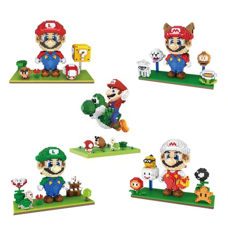 

Flying Super Bros Mario Block Micro Building Block Cartoon Anime Figures Doll Collectible Model DIY Bricks Toys for Kid