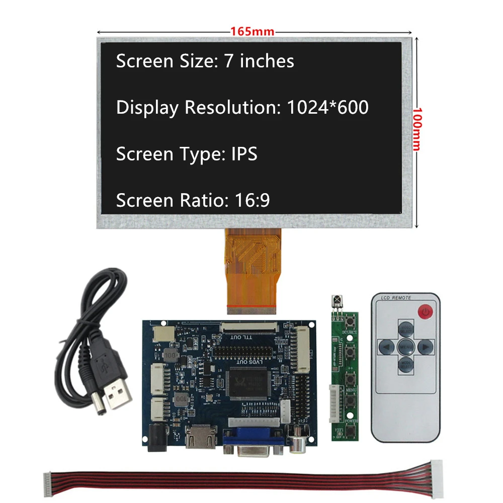 Fotografia 7: Tela LCD HD de 7 Polegadas com HDMI, VGA e 2AV para Raspberry Pi, Banana Pi, Orange Pi e Mini Computadores
