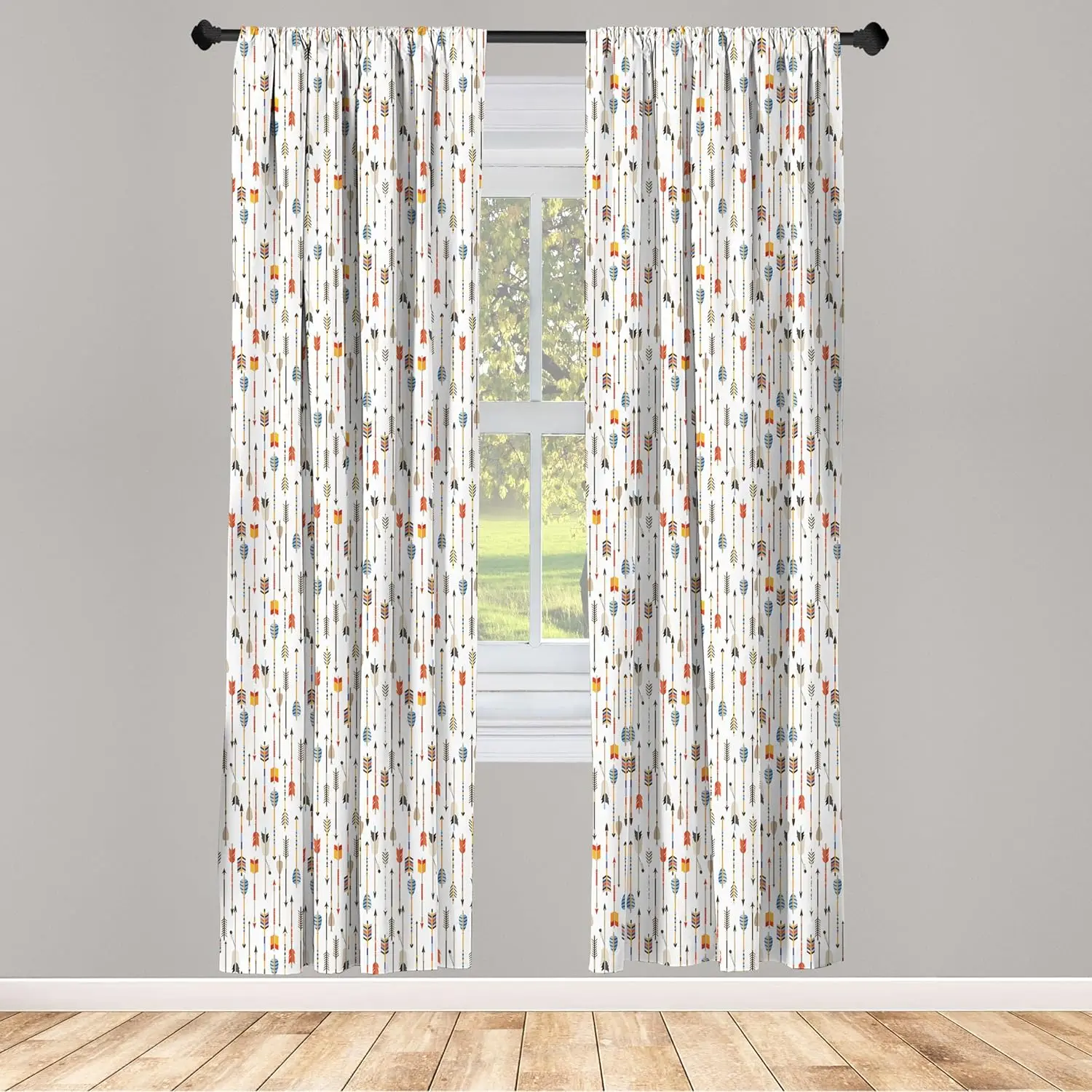 Tribal Arrow Pattern Curtains Colorful Graphic Window Drapes Rod Pocket Privacy Curtain For Bedroom Living Room Home Decoration
