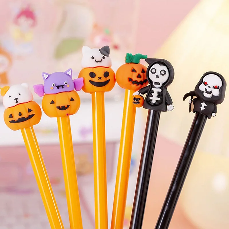 6 Pcs/Lot Creative Halloween Theme Gel Ink Pens School Office Writing Supplies Gift Stationery Cute Pen Kids Prizes Cute Pens