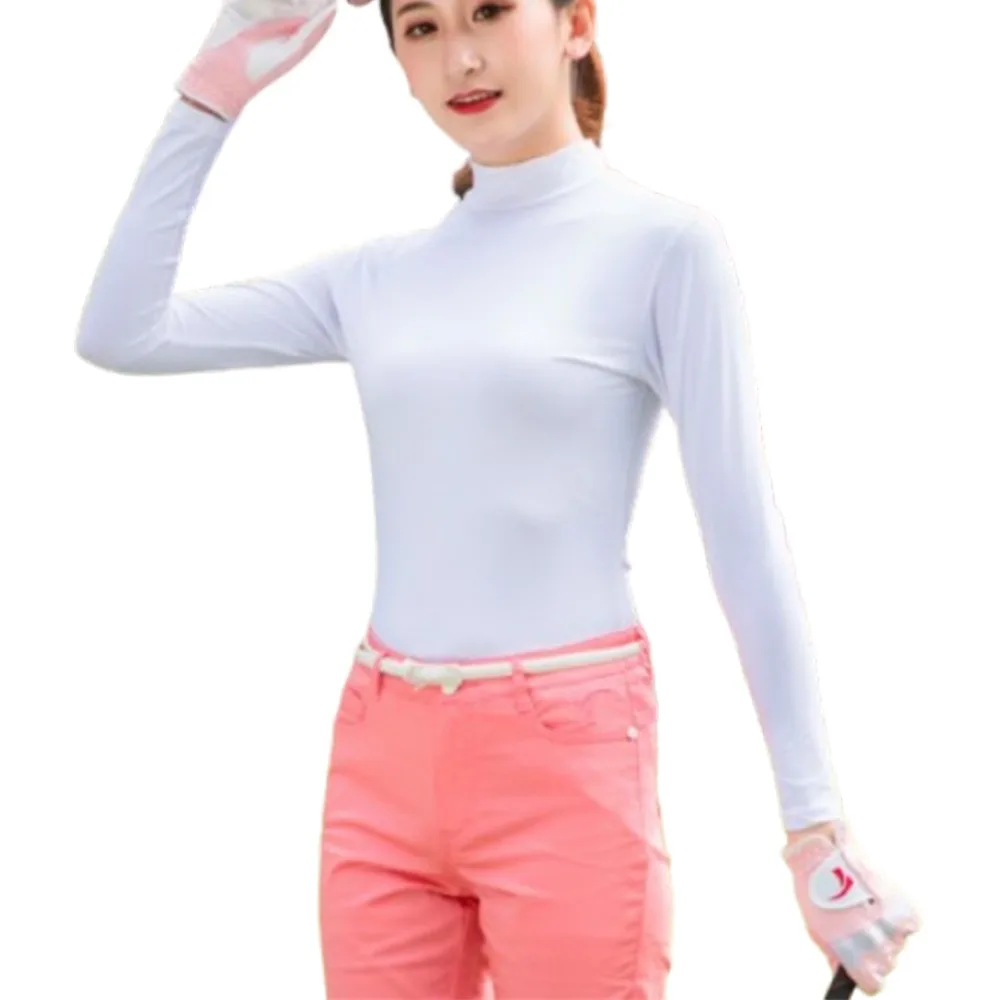 

Quick-Dry Women's Golf Shirt Breathable UV Protection Golf Cooling Tops Stand Collar Cooling Fabric Golf Sunscreen for Women