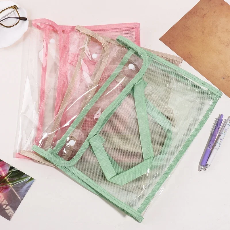 Transparent Foldable Book Storage Bag for Students Waterproof Tote Bag Large-Capacity Storage Bag for Classroom and Dormitory St