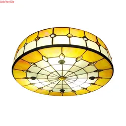 Vintage Tiffany Hanging Lamp Bedroom Kitchen Mediterranean Baroque Ceiling Lighting Stained Glass Ceiling Lights for Living Room