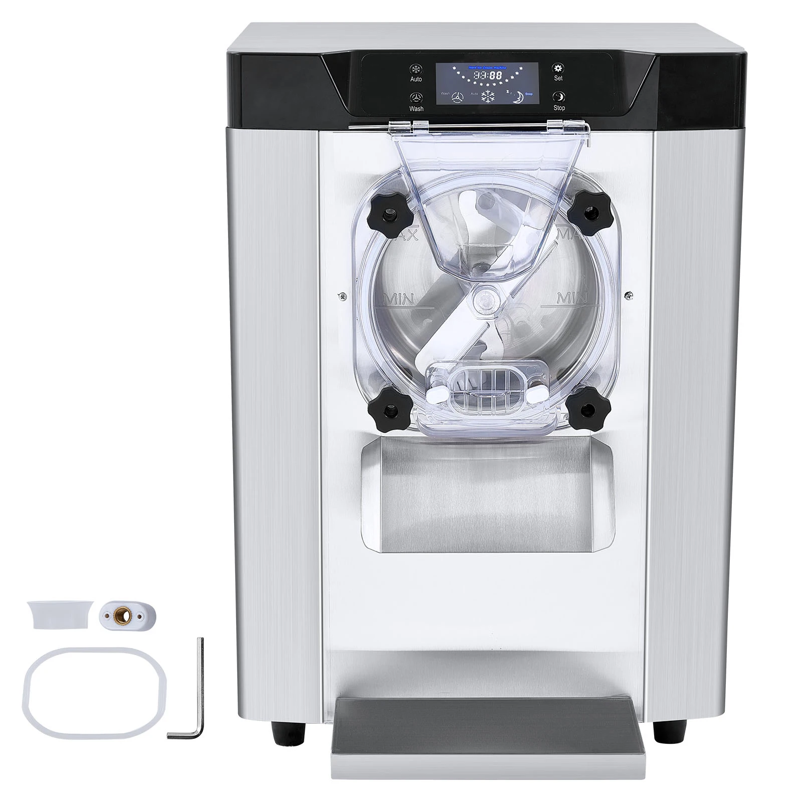 SucceBuy Máquina de sorvete comercial Máquina de sorvete Cilindro de aço inoxidável Painel LED Auto Clean Pré-resfriamento para restaurante