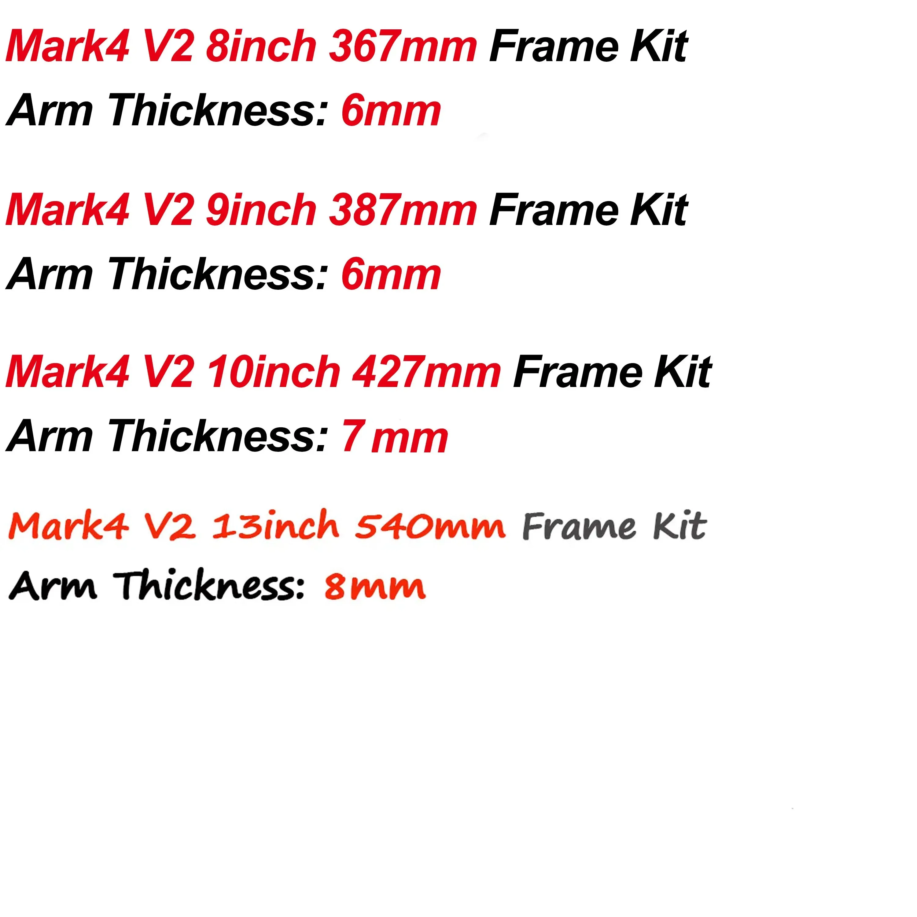 

Mark4 V2 8inch 9inch 10inch 13inch 367mm/387mm/427mm/540mm 3K Carbon Fiber Frame Kit for RC Quadcopter FPV Drone Freestyle DIY