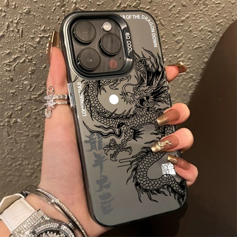 Luxury Dragon Totem Anti-drop Case For Xiaomi Poco F5 X5 Pro 5G Mi 14 13 12 12T 13T Pro 11 Lite 5G NE Lens protect plating Cover