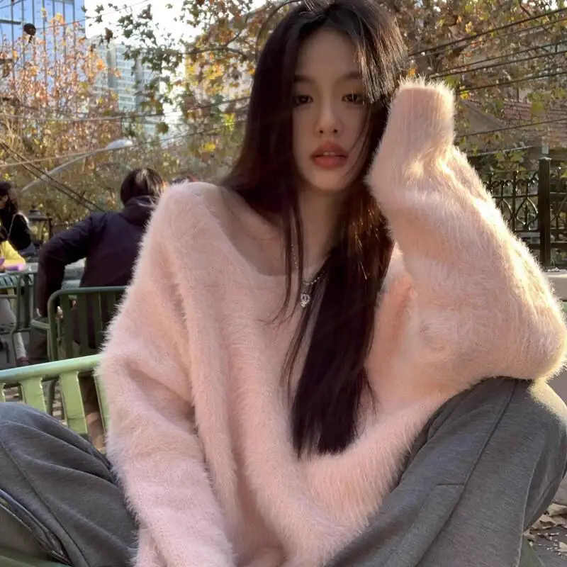 

Soft and lazy knitted sweater women's autumn and winter niche high-end loose and gentle Korean style tops Fashion