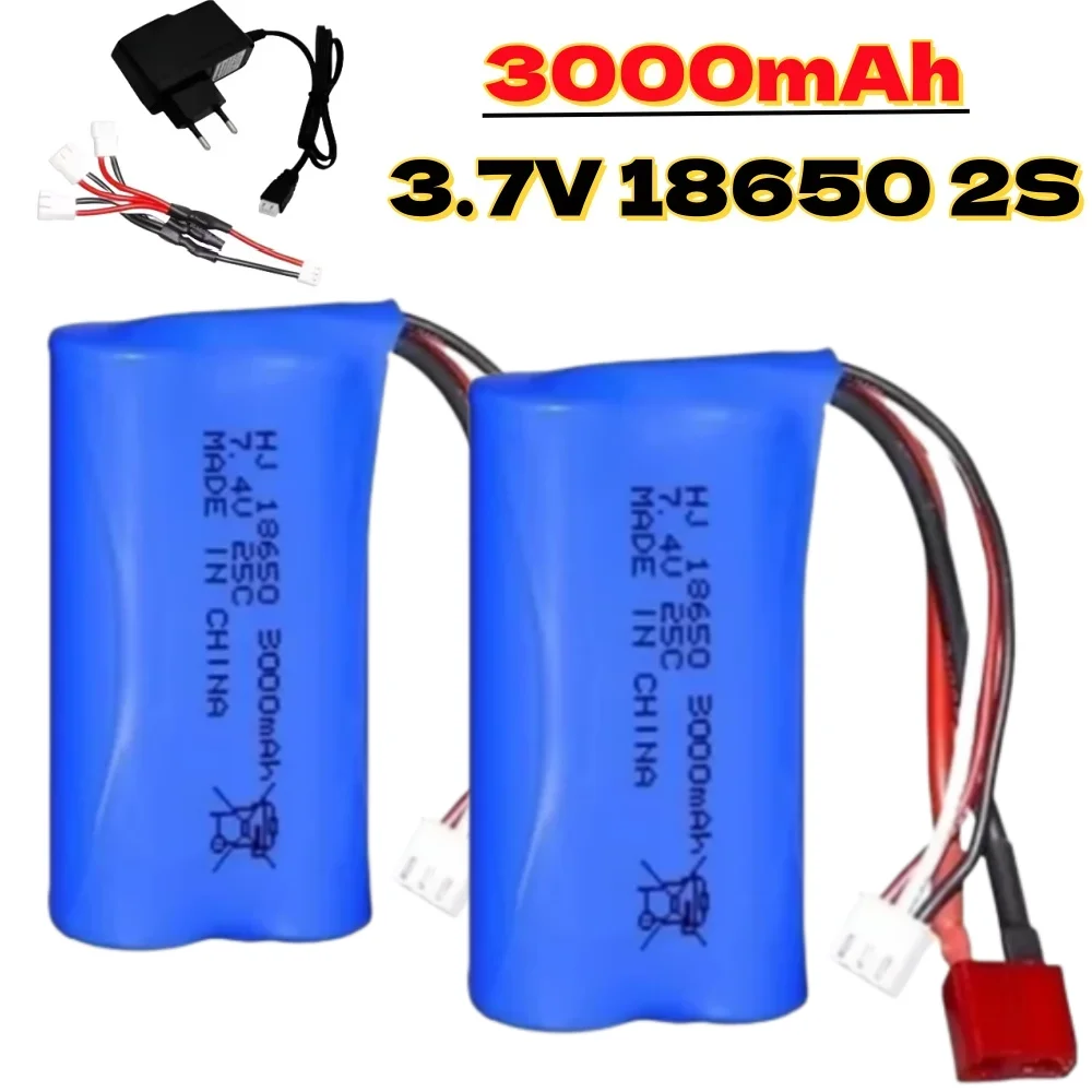

7.4V 3000mAh 18650 Li-ion Battery Pack for 10428 12428 12423 RC Car Drone Parts 2S 7.4V battery For W-ltoys 144001 124017 124019