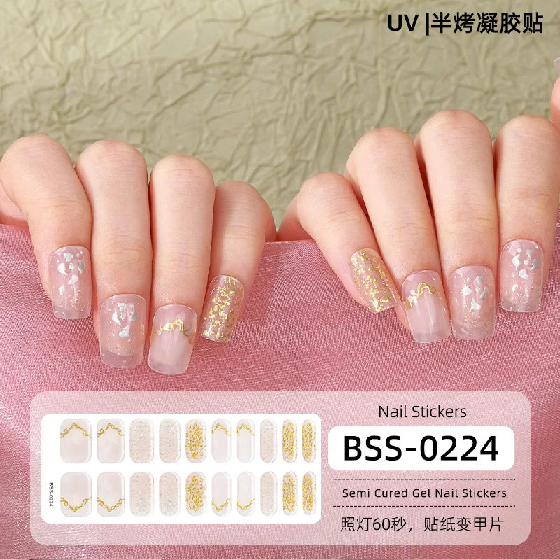 20 Strips New Semi-cured Gel Nail  Stickers Waterproof Long Lasting Full Cover Nail Decals  Nail Swaps Nail Art  Decoration