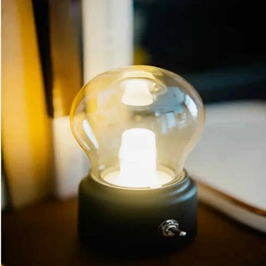 Retro Night Light Style Rechargeable Table Lamp Bar Table Ambient Light Decorative Warm Light Bulb