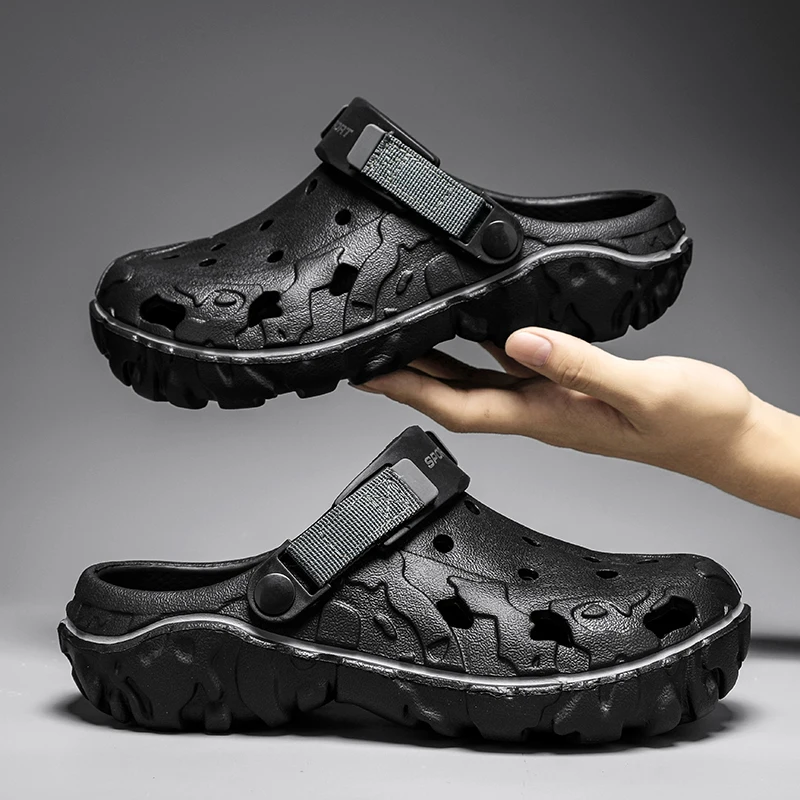 Zuecos para Hombre, Tendencia Casual, Punta Cerrada, Suela Gruesa, Transpirables, Antideslizantes, para Playa y Exteriores, Tallas Grandes, Zapatos de Verano