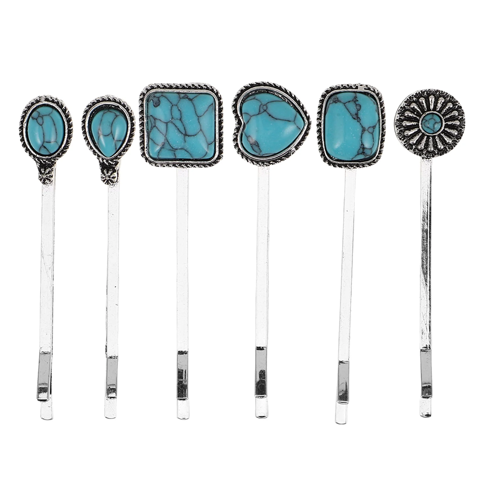 

6pcs Turquoise Decorative Hair Clips Chic Elegant Hairstyle Accessories For Women Styling Tools Retro Vintage Hairpin Hanfu