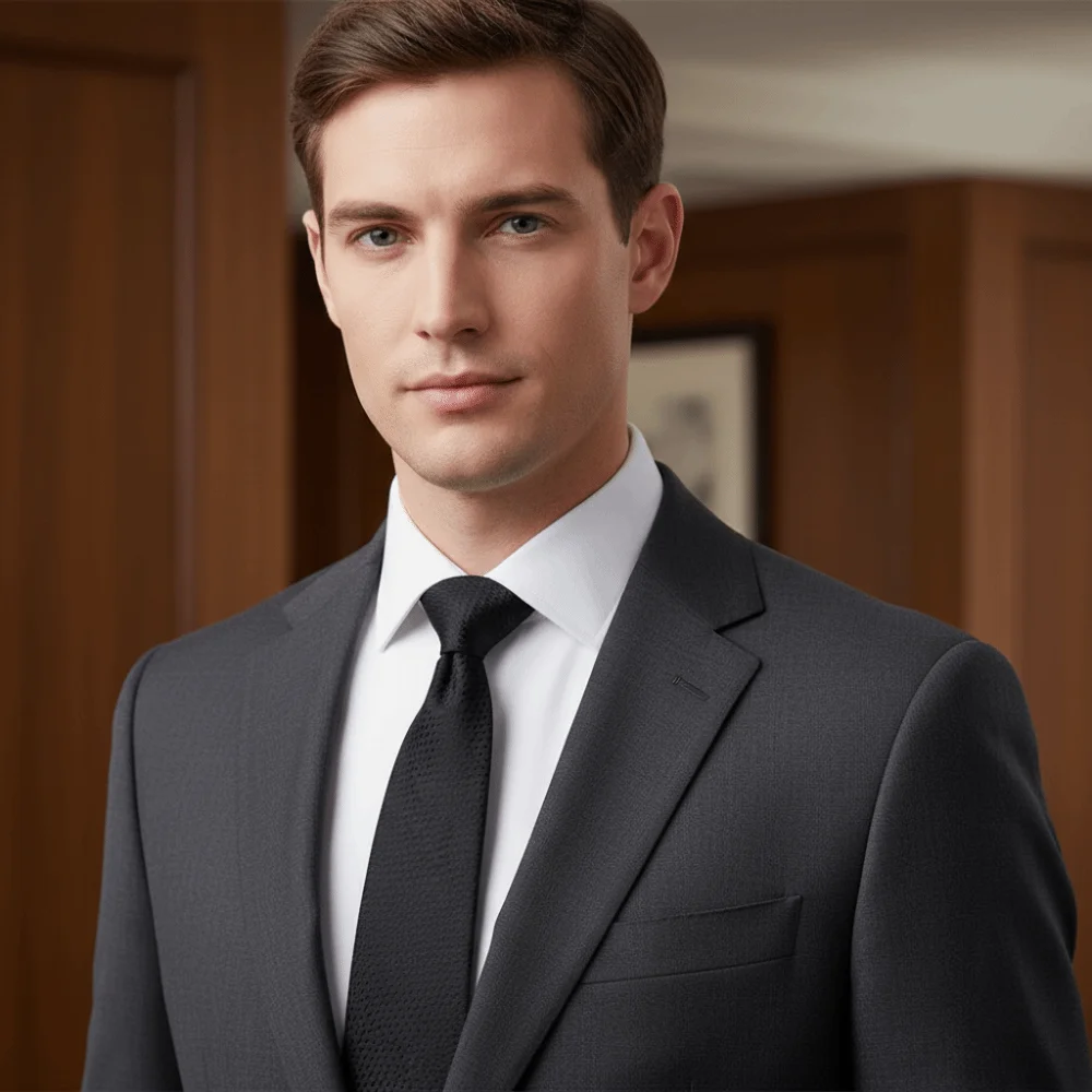 Classique couleur unie noir cravate rayures florales hommes cravate attachée à la main réglable rétro cravate chemise