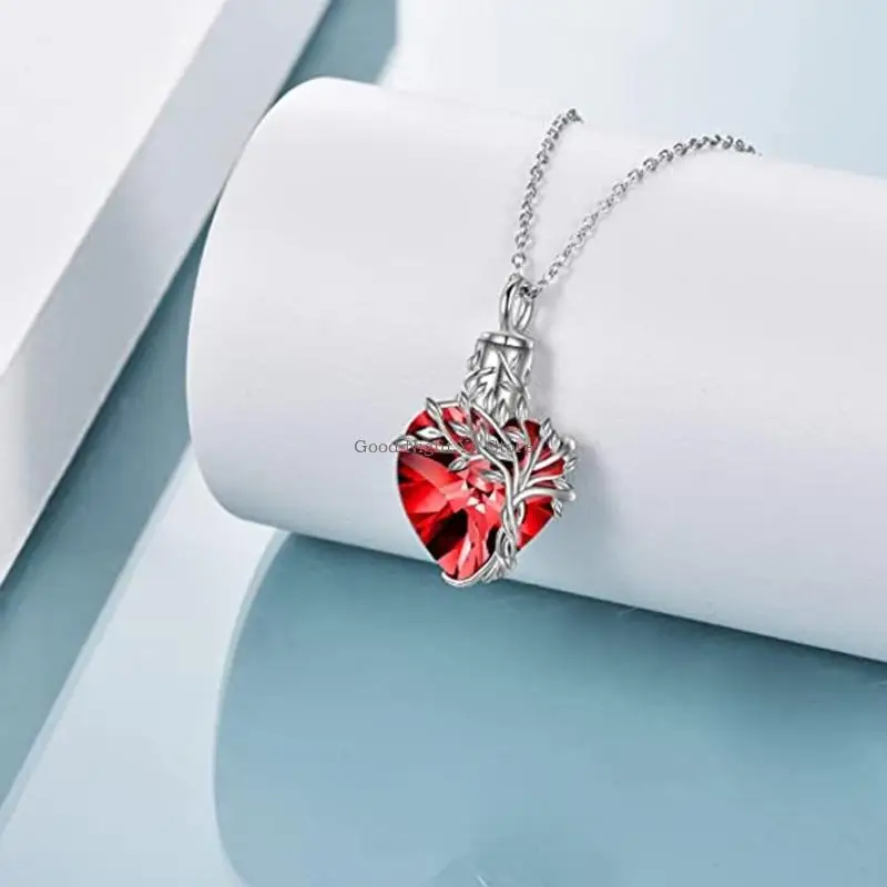  Entangled Tree Memorial Necklace For Cremation Ashes Stainless Steel Heart Pendant Funeral Jewelry For Women Girls