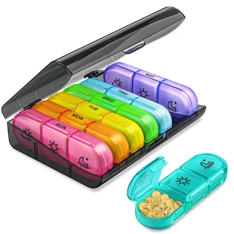 7 Days Pill Box Medicine Case Weekly Tablet Vitamin Holder Storage Organizer Travel Container Case Pill Box Splitters Pill Case