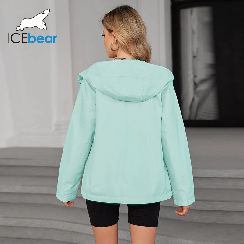 ICEbear 2024 New Style Women's Windbreaker Fashion Casual Windproof Jacket Hooded Design Women's Windbreaker Jacket GWC4736I