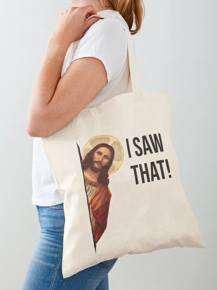 Jesus Meme I Saw That Tote Bag Canvas bag Customizable tote bag Canvas Tote