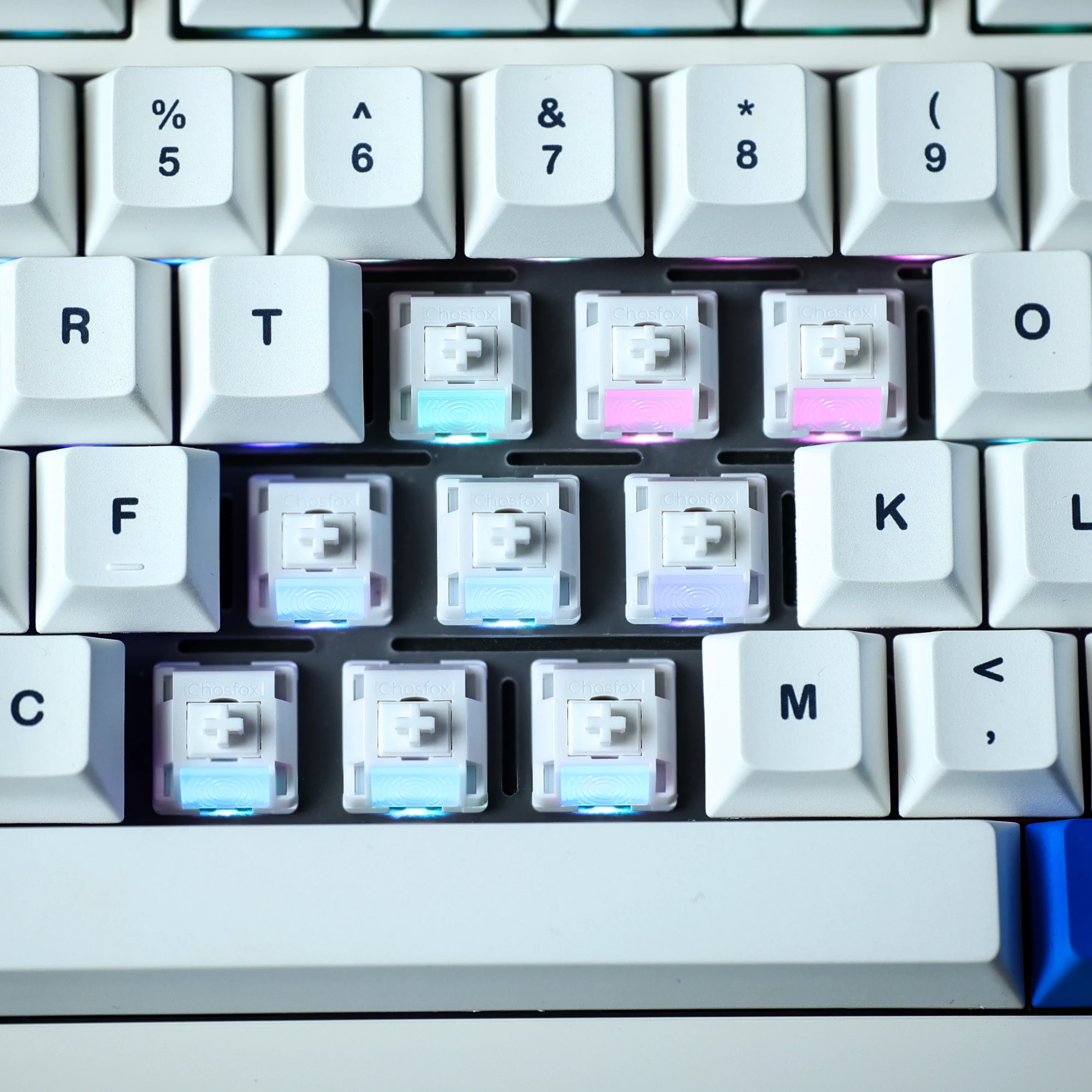 Chosfox & HMX 화이트 폭스 선형 스위치 v2 기계식 키보드 선형 스위치, HiFi 사운드, RGB SMD 게임용 핫 스왑 POM 스위치